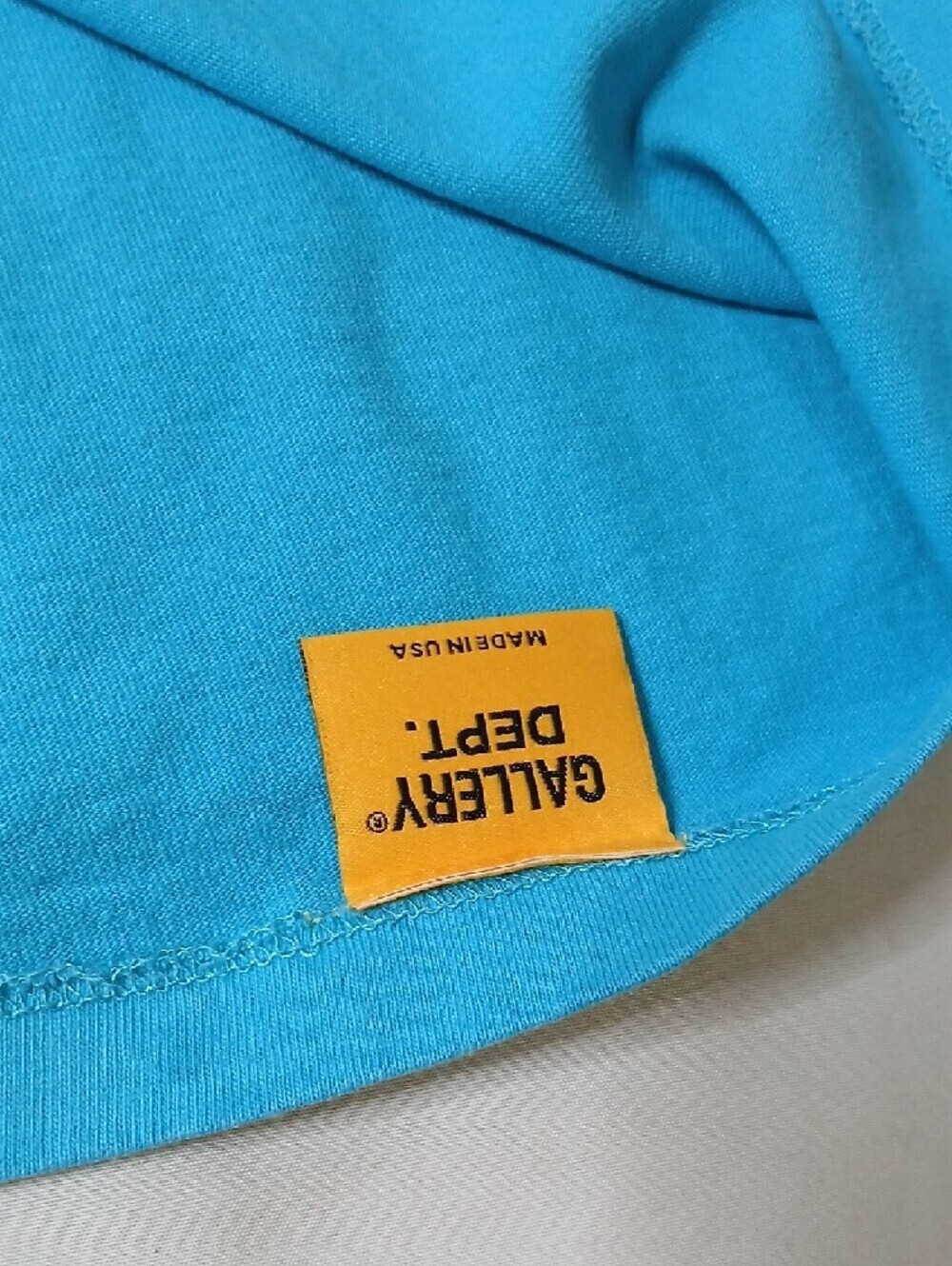 Gallery Dept Bright Turquoise Short Sleeve Logo Tee - Picture 3 of 4